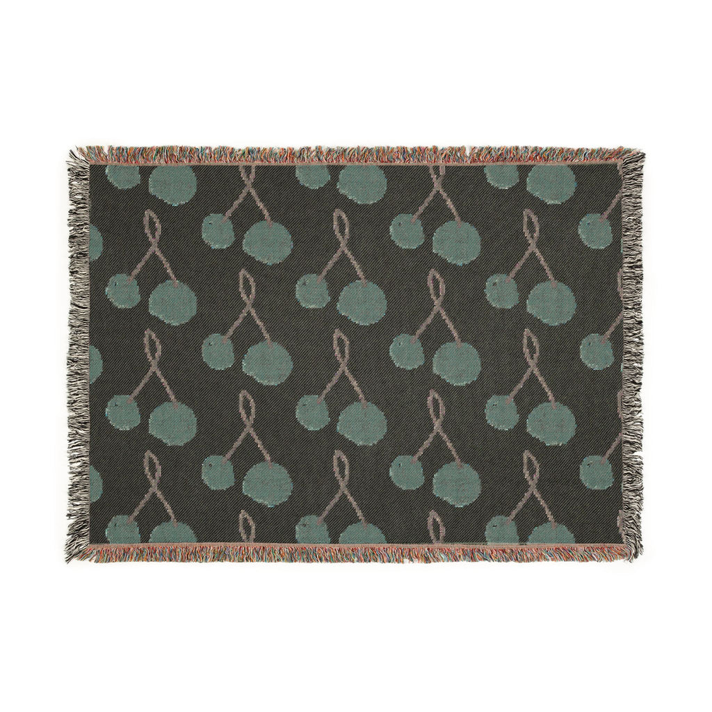 Retro Cherry Cotton Woven Blanket — Soft 100% Cotton with Original Print