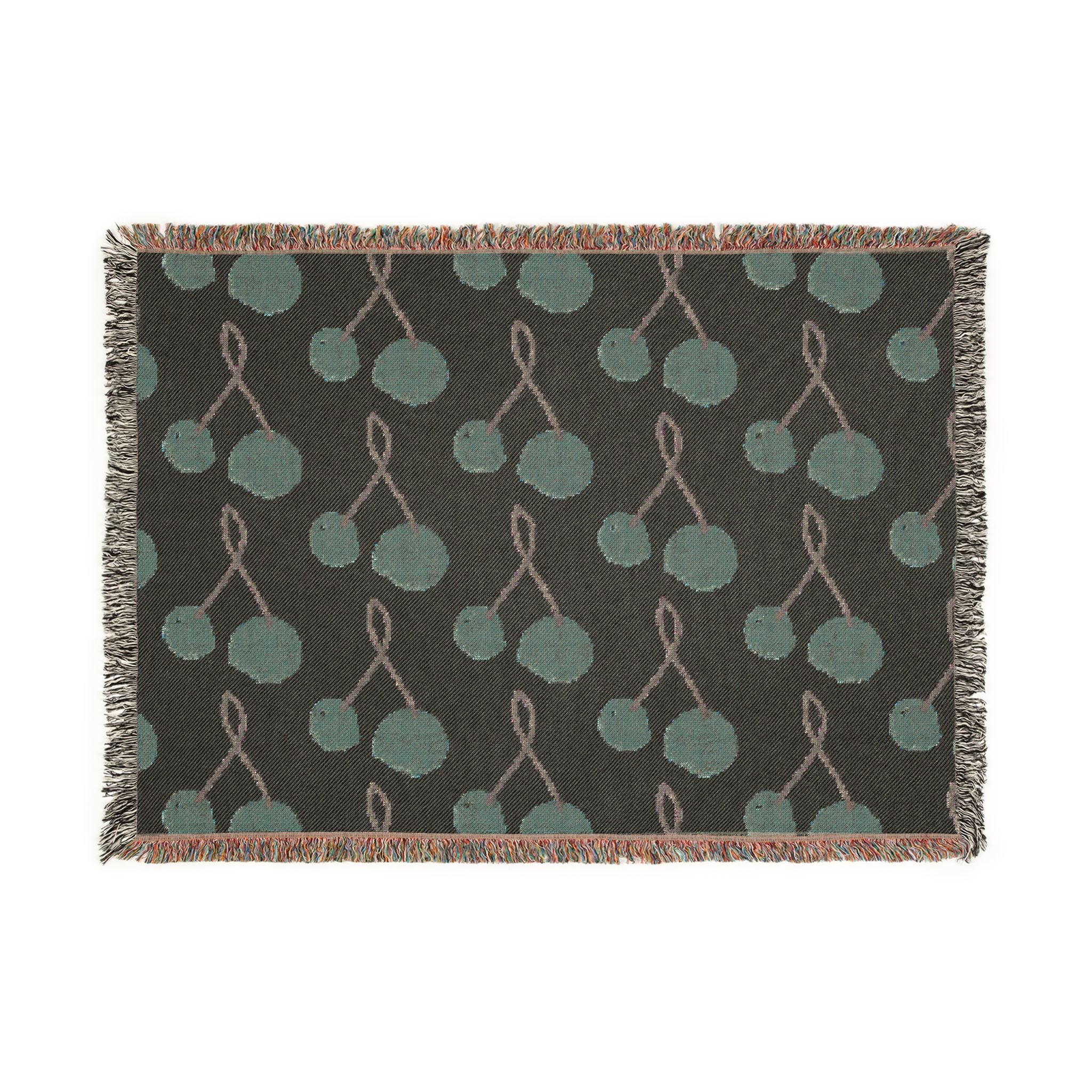 Retro Cherry Cotton Woven Blanket — Soft 100% Cotton with Original Print