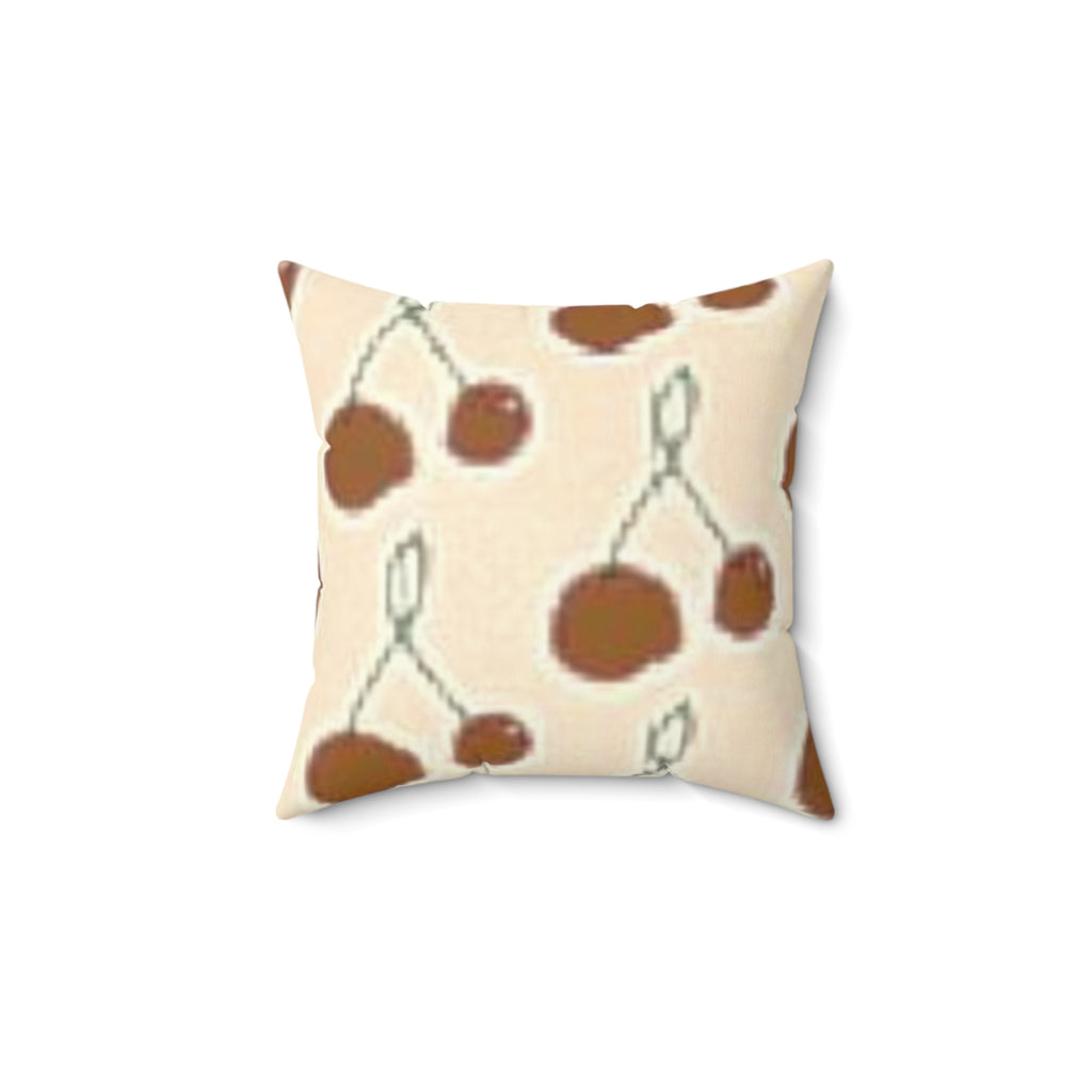 Retro Cherry Pattern Pillow — Beige Chic Decorative Throw Pillow