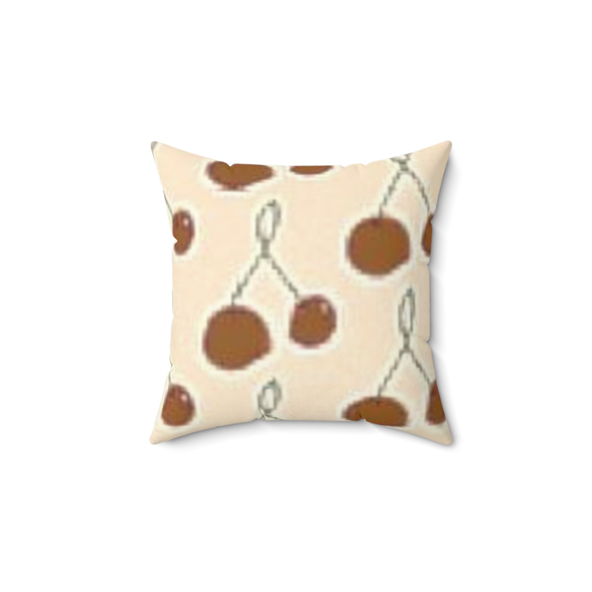 Retro Cherry Pattern Pillow — Beige Chic Decorative Throw Pillow