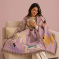 Purple dogs Cotton Woven Throw Blanket