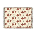 Retro Cherry Cotton Woven Blanket — Soft 100% Cotton with Original Print