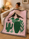 Cute bird Cotton Woven Throw Blanket