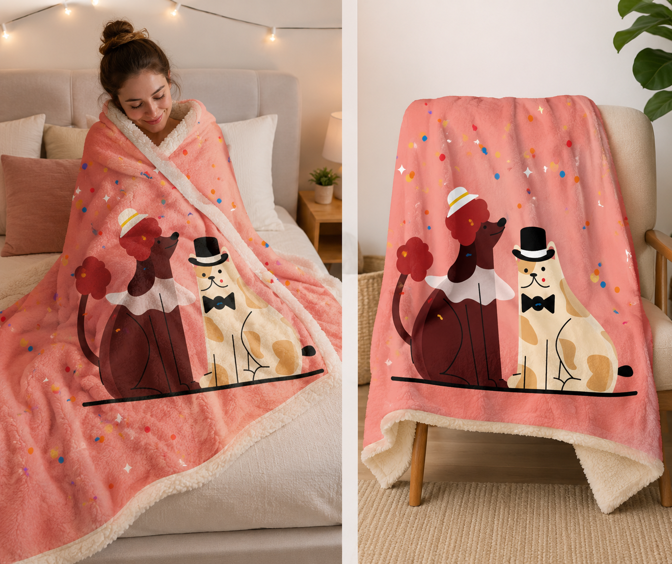 Two pillow 3rd free plus one Sherpa fleece blanket matching design all for $158
