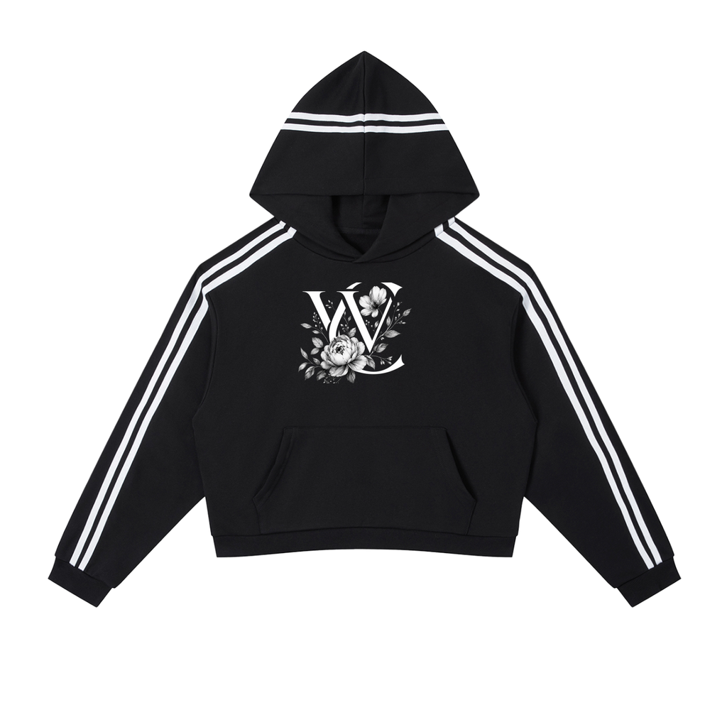 Contrast Side Stripe Cropped Hoodie