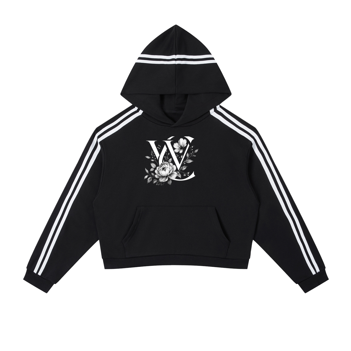 Contrast Side Stripe Cropped Hoodie