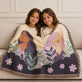 Purple twins Cotton Woven Throw Blanket