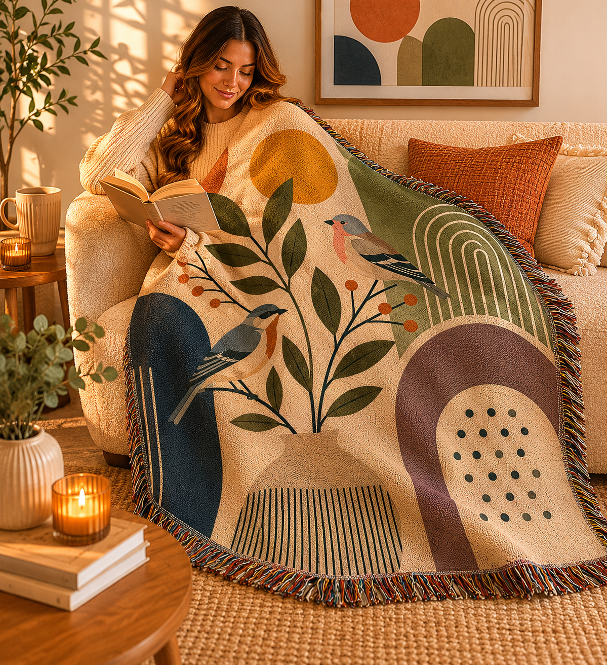 Beautiful nature Cotton Woven Throw Blanket