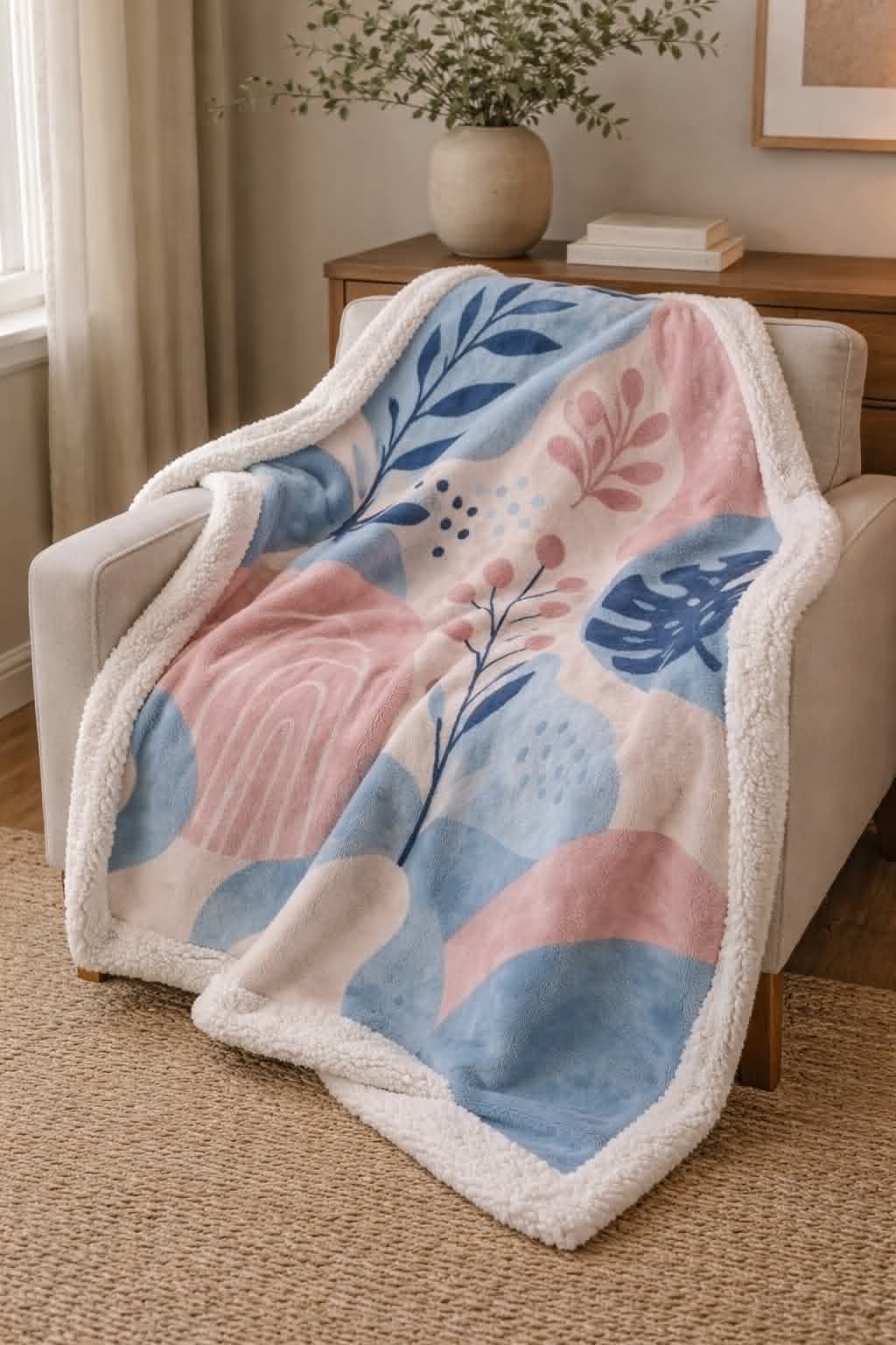 Botanical Sherpa Fleece Blanket 2