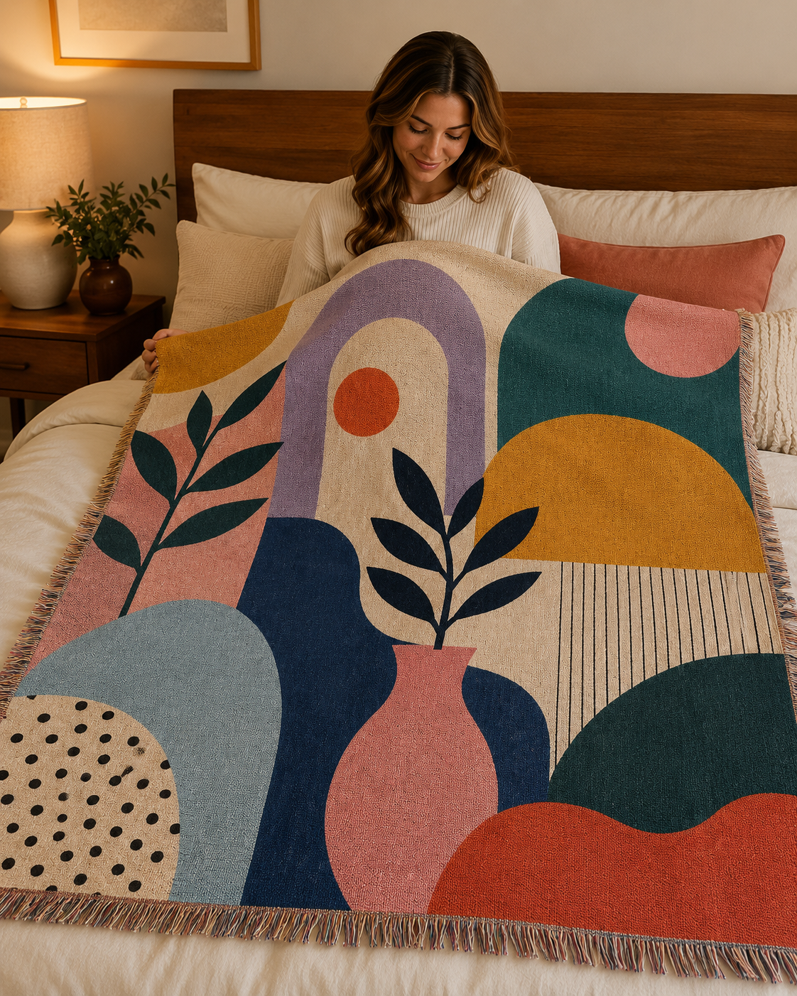 Abstract joy Cotton Woven Throw Blanket