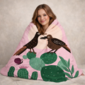 Pink bird Sherpa Fleece Blanket