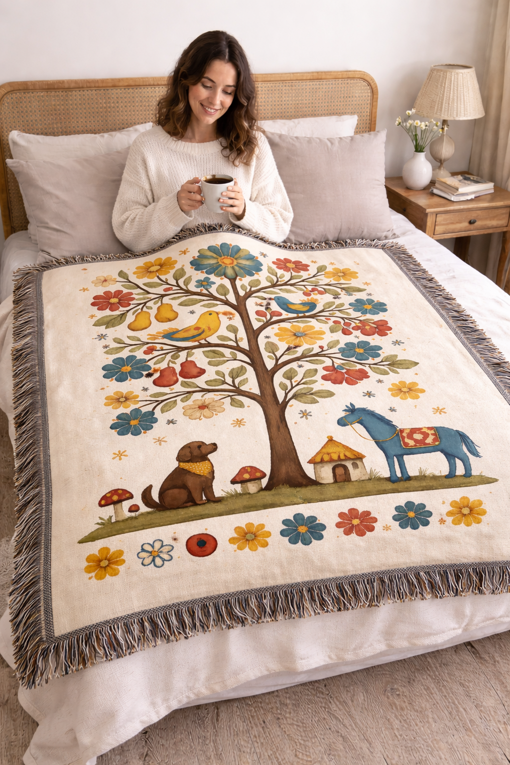 Tree love Cotton Woven Throw Blanket