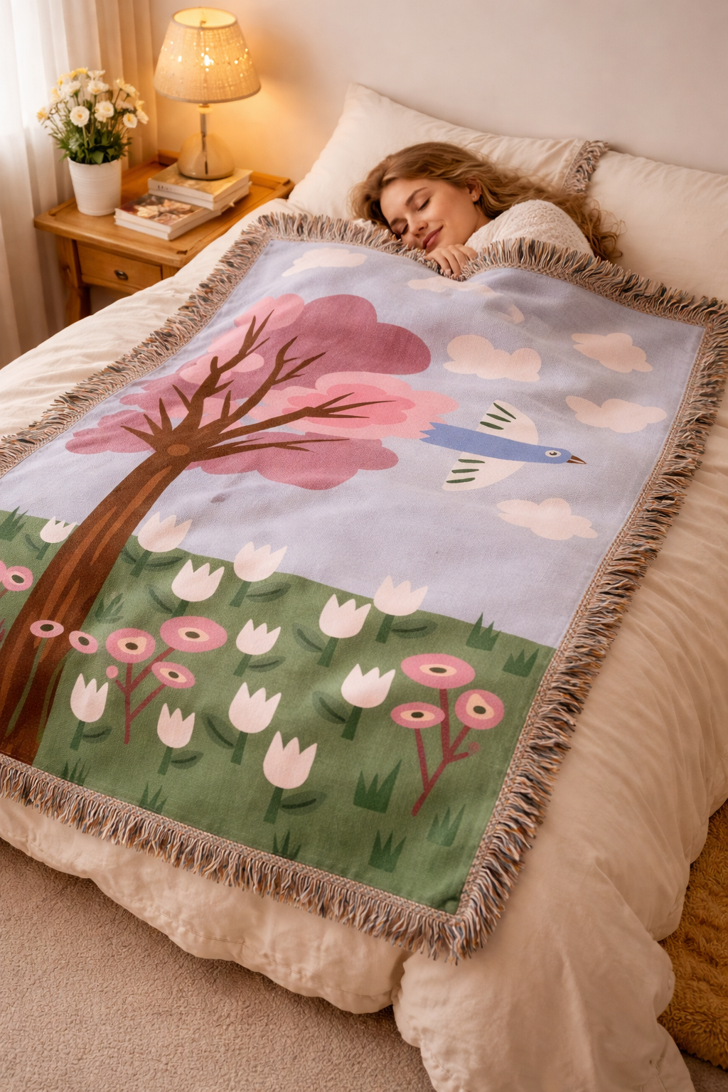 Stunning tree Cotton Woven Throw Blanket
