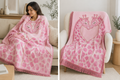 Stunning pink giraffe Cotton Woven Throw Blanket
